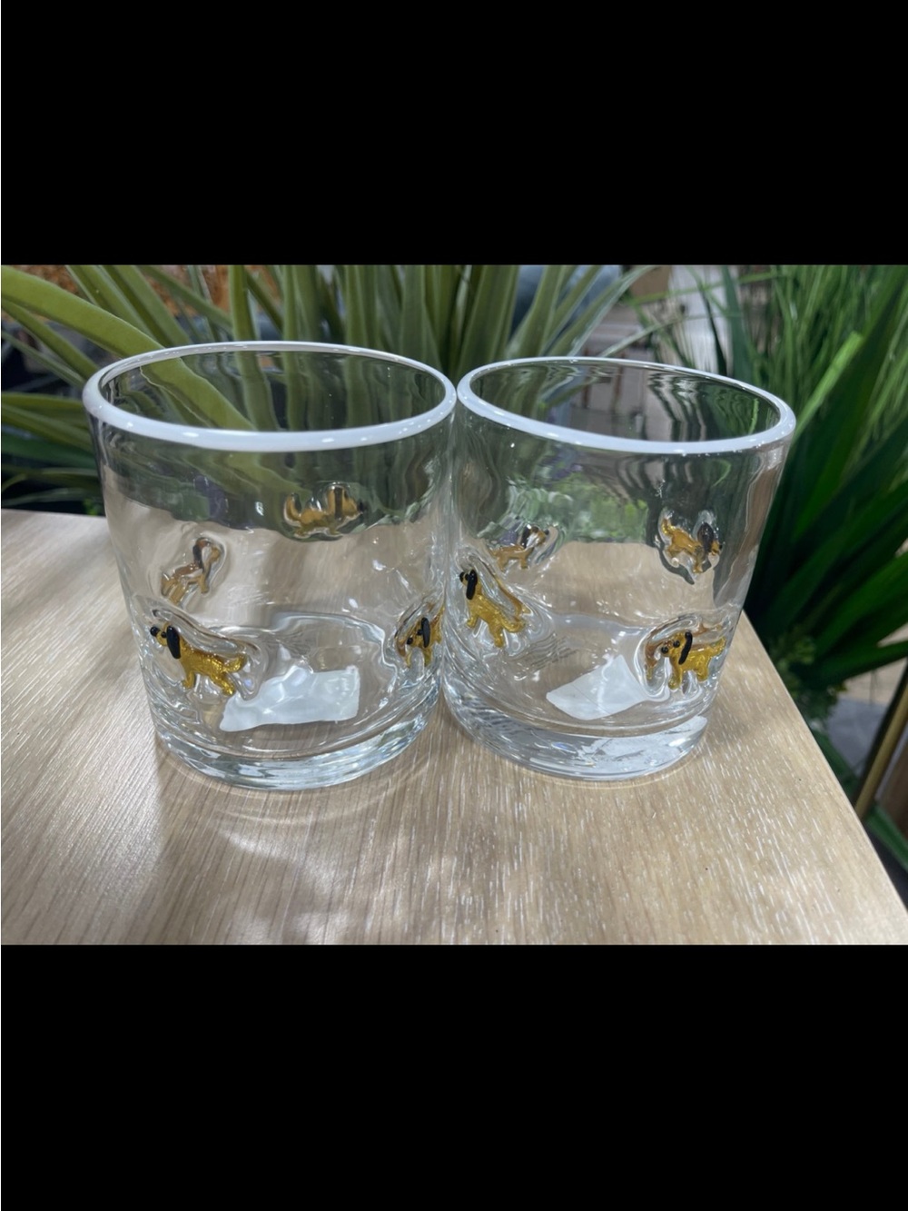 Dachshund Wiener Dog Lampwork Icon Old Fashion Glass Tumblers set of 2 NeW